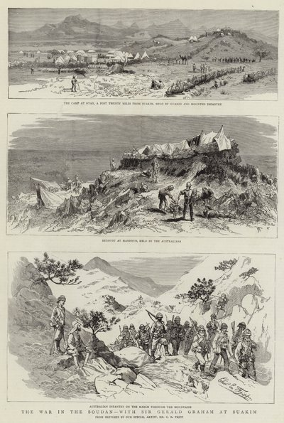 La Guerra en el Sudán, con Sir Gerald Graham en Suakim de Charles Edwin Fripp
